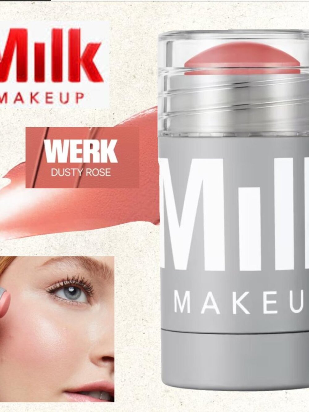 Milk Makeup Lip + Cheek Cream Blush Stick ~ WERK (Dusty Rose) 6 g NIB/Sealed